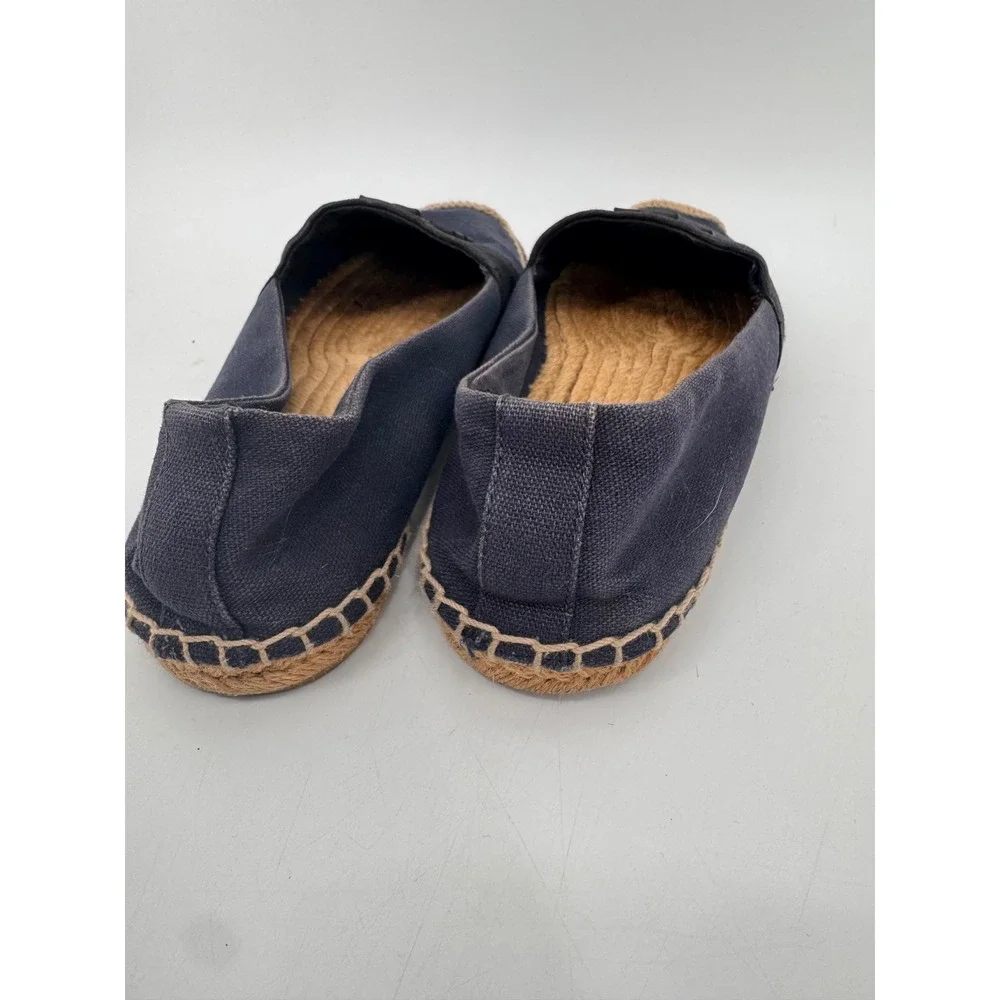 Tory Burch Weston Flat Espadrilles Women 8 Navy Blue Canvas Logo